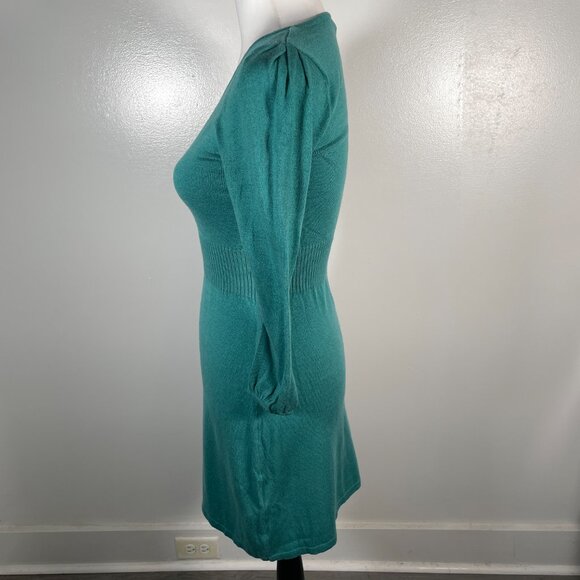 Divided Green Scoop Neck Tight Knit Fit and Flare Mini Sweater Dress 4 - Picture 6 of 13